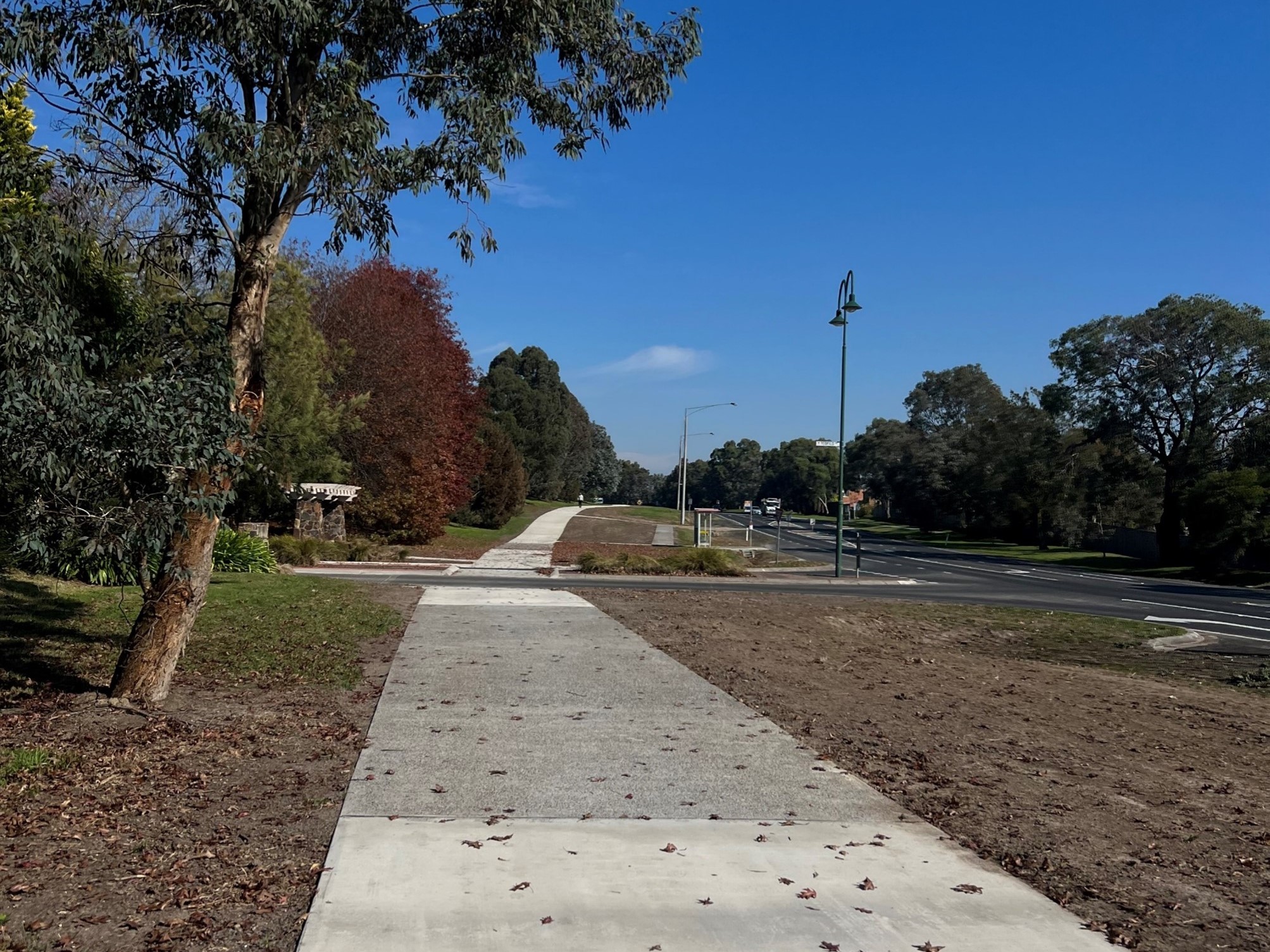 Finished environmental concrete shared path at Napolean Road