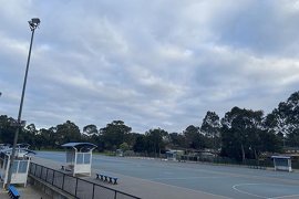 outdoor netball court and lights