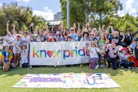 Knox staff and young people at Pride March