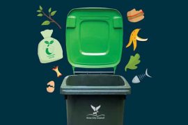 food and garden bin with food icons