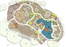 Concept design illustration of Tim Neville Arboretum playspace upgrade, May 2023