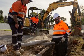 Council workers undertaking drainage works