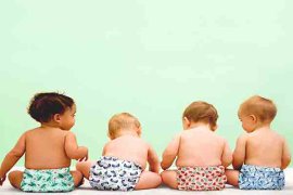 Babies with reusable nappies