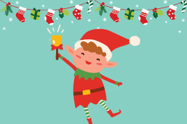 Cartoon picture of a Christmas elf