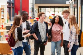 Young people talking with each other. 