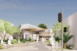 Artist impression of concept design for Boronia Station from Dorset Road. Image: Victorian Government