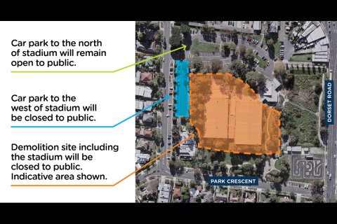 Demolition map for Knox Basketball Stadium (Boronia)