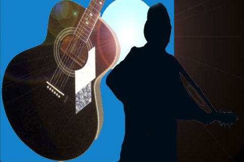 Illustrated image of guitar and performer