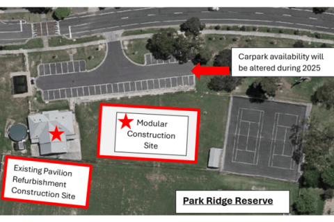 Map showing the areas of Park Ridge that will be affected by upgrade works