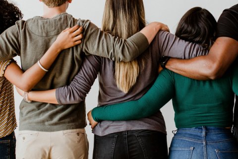 people linking arms